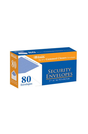 BAZIC #6 3/4 Security Envelopes w/ Gummed Closure (80/Pack)