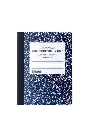 BAZIC UNRULED 100 Ct. Premium Blue Marble Composition Book