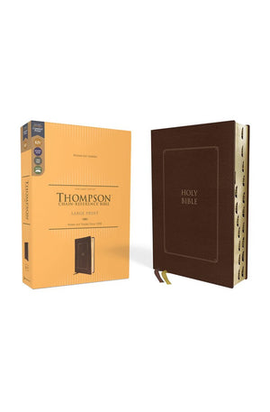 KJV Thompson Chain-Reference Bible Large Print Leathersoft Brown Red Letter Thumb Indexed Comfort Print
