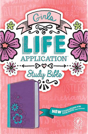 NLT Girls Life Application Study Bible TuTone (LeatherLike Purple/Teal) NLT Bible with Over 800 Notes and Features Foundations for Your Faith Sections