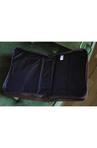 Image of Aviator Bible Cover for Men, Zippered, with Handle, Suede, Brown, Extra Large