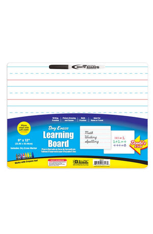 BAZIC 9 X 12" Double Sided Dry Erase Learning Board w/ Marker"