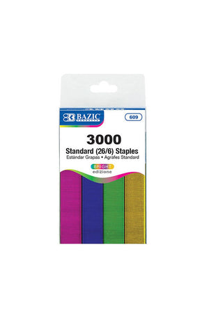 BAZIC 3000 Ct. Standard (26/6) Metallic Color Staples