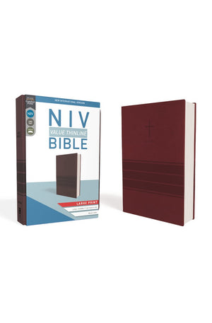 NIV Value Thinline Bible Large Print Leathersoft Burgundy Comfort Print