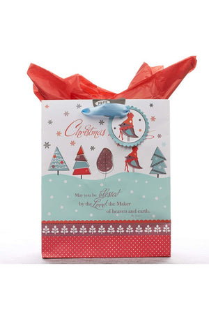 Gift Bag Medium Pink/Blue Christmas Blessings