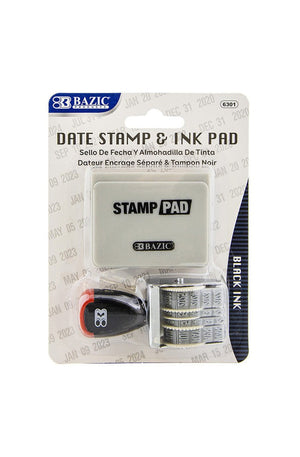 BAZIC Date Stamp and Ink Pad (Black Ink)