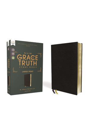 NASB The Grace and Truth Study Bible (Trustworthy and Practical Insights) Large Print European Bonded Leather Black Red Letter 1995 Text Comfort Print