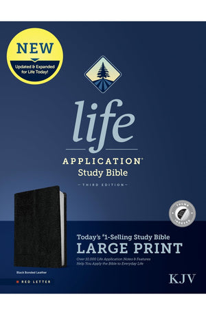 KJV Life Application Study Bible Third Edition Large Print (Bonded Leather Black Indexed Red Letter)