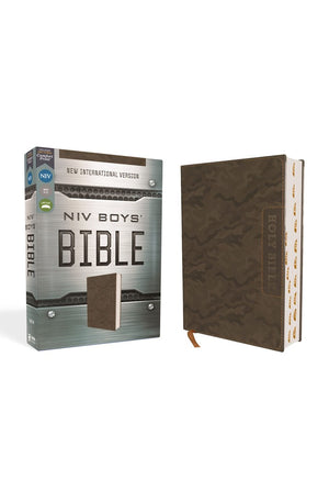 NIV Boys' Bible Leathersoft Brown Camo Thumb Indexed Tabs Comfort Print