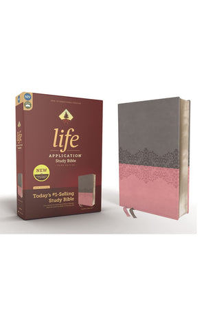 NIV Life Application Study Bible Third Edition Leathersoft Gray/Pink Red Letter