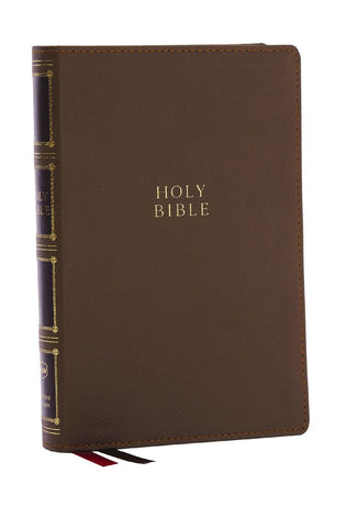 Image of NKJV Compact Center-Column Reference Bible Brown Leathersoft Red Letter Comfort Print