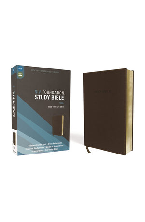 NIV Foundation Study Bible Leathersoft Brown Red Letter
