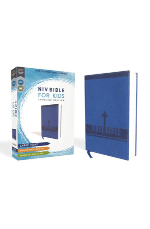 NIV Bible for Kids Large Print Leathersoft Blue Red Letter Comfort Print: Thinline Edition