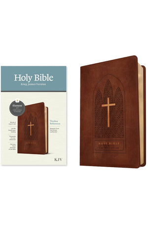 KJV Thinline Reference Bible Filament-Enabled Edition (LeatherLike Reverent Cross Dark Brown Red Letter)