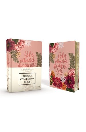 NIV Artisan Collection Bible Cloth over Board Pink Floral Designed Edges under Gilding Red Letter Comfort Print