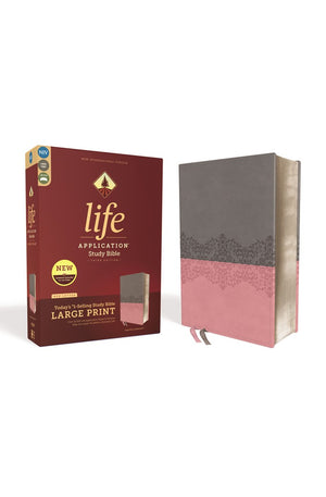 NIV Life Application Study Bible Third Edition Large Print Leathersoft Gray/Pink Red Letter