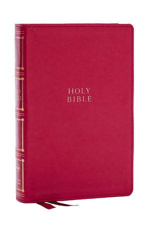 NKJV Compact Center-Column Reference Bible Dark Rose Leathersoft Red Letter Comfort Print