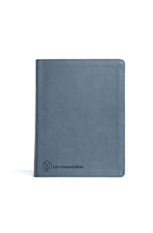 CSB Life Counsel Bible Slate Blue LeatherTouch Black Letter Articles Word Studies Quotes Cross-References Easy-to-Read Bible Serif Type
