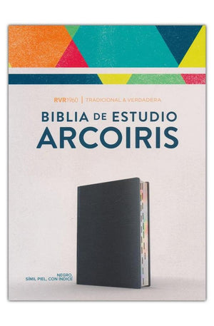 Biblia RVR 1960 de Estudio Arco Iris Multicolor Símil Piel Negro con Índice