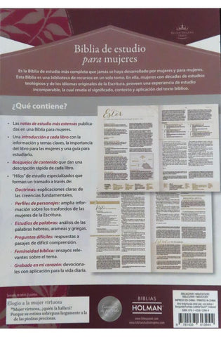 Image of Biblia RVR 1960 de Estudio para Mujer Vinotinto Fucsia Símil Piel con Índice