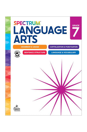 Spectrum Grade 7 Language Arts Workbook, ELA Middle School Books for Kids Ages 12-13 Covering Grammar, Vocabulary, Sentence Structure, Parts of Speech, and More, Classroom or Homeschool Curriculum