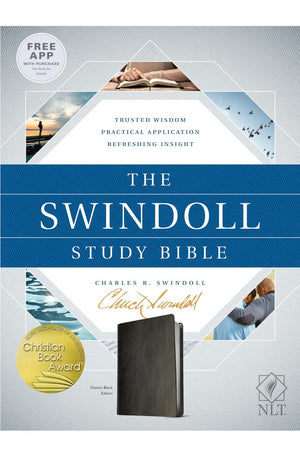 NLT The Swindoll Study Bible (LeatherLike Black) - New Living Translation Study Bible by Charles Swindoll Includes Study Notes Book Introductions Application Articles and More!