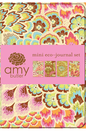 Soul Blossoms Mini Eco-Journal Set (Eco-Friendly Recycled Paper Notebooks, Amy Butler Art Stationery Gift)