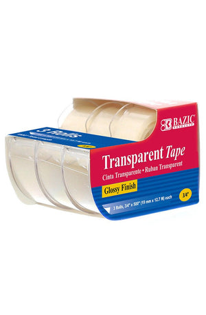 BAZIC 3/4 X 500" Transparent Tape (3/Pack)"