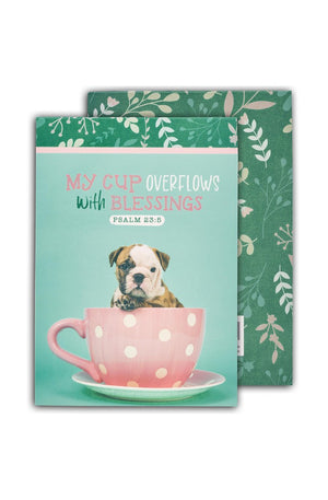 Notepad Teal Puppy My Cup Overflows Ps. 23:5