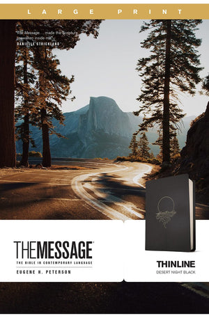 MESSAGE Bible Thinline Large Print (Leather-Look Desert Night Black)