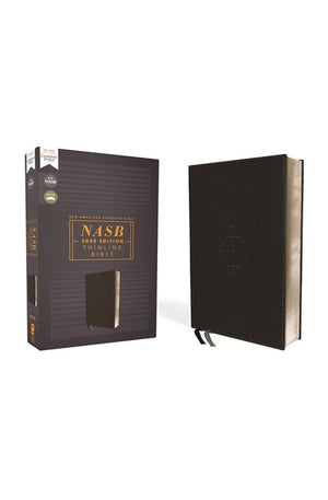 NASB, Thinline Bible, Leathersoft, Black, Red Letter, 2020 Text, Comfort Print