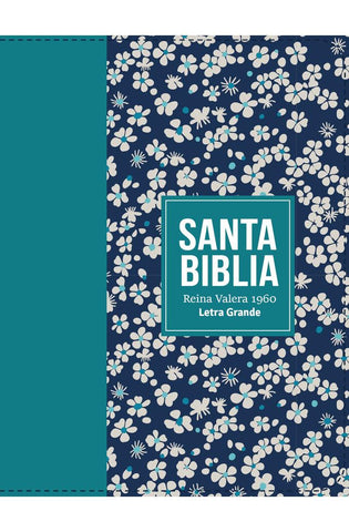 Image of Biblia RVR 1960 Compacta Símil Piel Flores Azul Verde