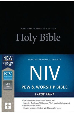 NIV Pew and Worship Bible Large Print Hardcover Black Comfort Print