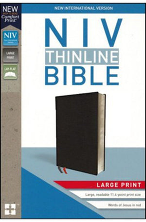 NIV Thinline Bible Large Print Bonded Leather Black Red Letter Comfort Print
