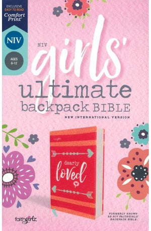 NIV, Girls' Ultimate Backpack Bible, Faithgirlz Edition, Compact, Flexcover, Coral, Red Letter, Comfort Print