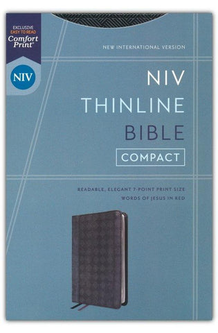 Image of NIV, Thinline Bible, Compact, Leathersoft, Black/Gray, Red Letter, Comfort Print