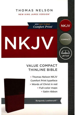 Image of NKJV, Thinline Bible, Compact, Leathersoft, Burgundy, Red Letter, Comfort Print: Holy Bible, New King James Version