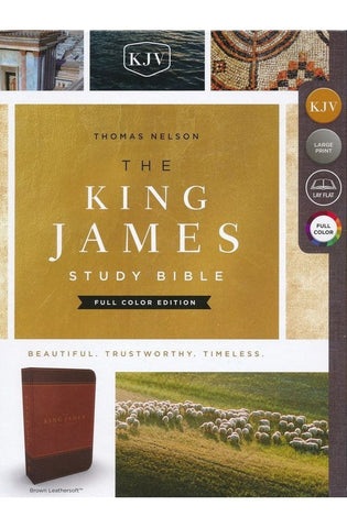 Image of KJV The King James Study Bible Leathersoft Brown Red Letter Full-Color Edition: Holy Bible King James Version