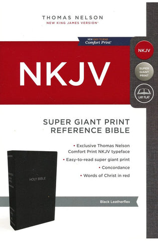 Image of NKJV Holy Bible Super Giant Print Reference Bible Black Leather-look 43000 Cross references Red Letter Comfort Print: New King James Version