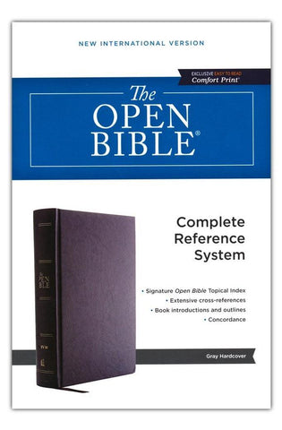 Image of NIV Open Bible Hardcover Gray Red Letter Comfort Print: Complete Reference System