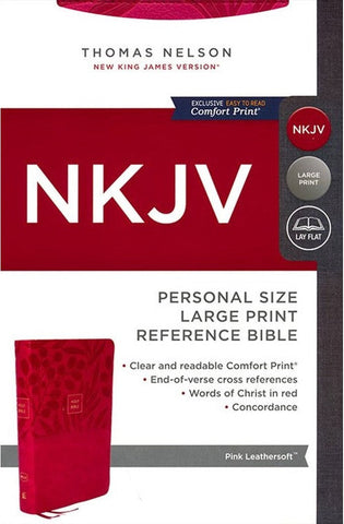 Image of NKJV End-of-Verse Reference Bible Personal Size Large Print Leathersoft Pink Red Letter Comfort Print: Holy Bible New King James Version