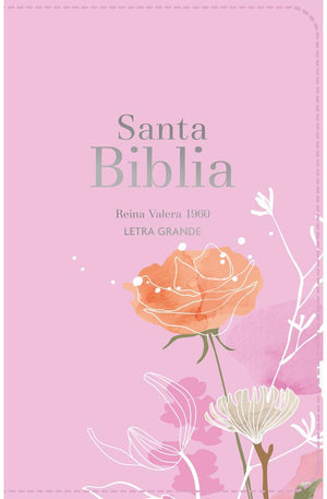 Biblia RVR 1960 Letra Grande Tamaño Manual Símil Piel Rosa