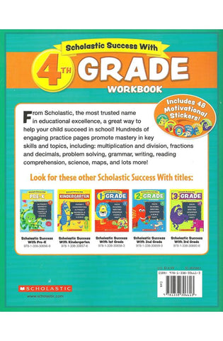 Image of Scholastic 4th Grade Workbook with Motivational Stickers 