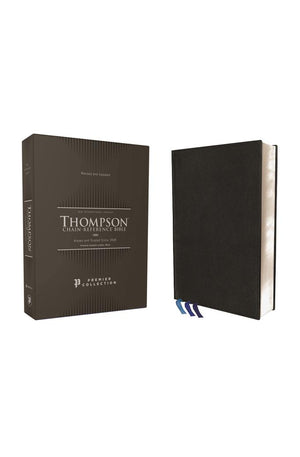 NIV, Thompson Chain-Reference Bible, Premium Goatskin Leather, Black, Premier Collection, Black Letter, Art Gilded Edges, Comfort Print