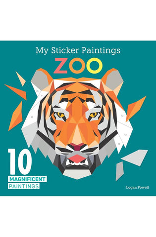 Image of My Sticker Paintings: Zoo: 10 Magnificent Paintings (Happy Fox Books) For Kids Ages 6-10 - Tiger, Wolf, Elephant, Giraffe, and More, with 50-100 Removable, Reusable Stickers per Design