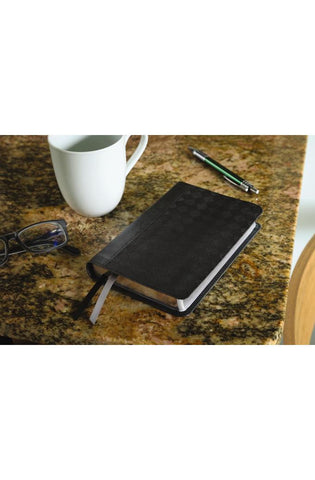Image of NIV, Thinline Bible, Compact, Leathersoft, Black/Gray, Red Letter, Comfort Print