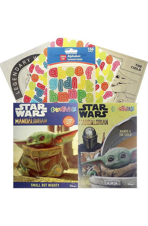Set of Two of The Star Wars The Madalorian Coloring and Activity Book Set Staring Baby Yoda and Alphabet Stickers