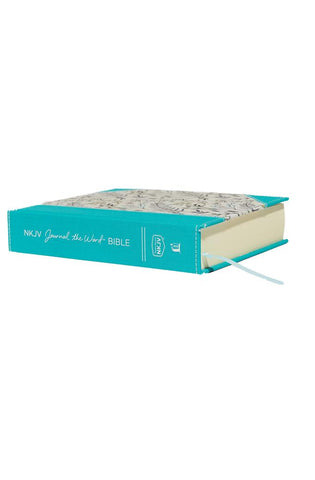 Image of NKJV, Journal the Word Bible, Large Print, Cloth over Board, Blue Floral, Red Letter: Reflect, Journal, or Create Art Next to Your Favorite Verses