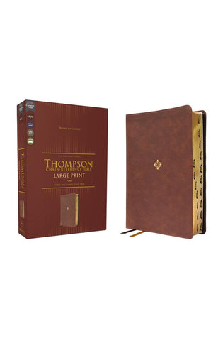 Image of NKJV, Thompson Chain-Reference Bible, Large Print, Leathersoft, Brown, Red Letter, Thumb Indexed, Comfort Print