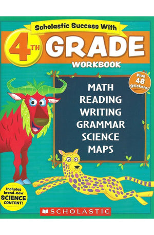 Scholastic 4th Grade Workbook with Motivational Stickers 